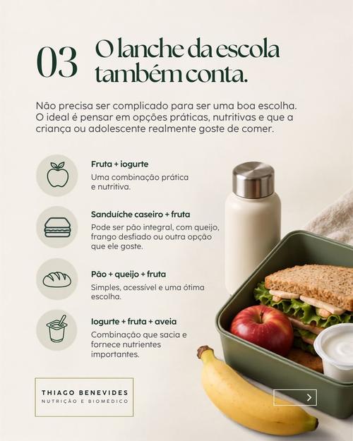 Post: O lanche da escola também conta